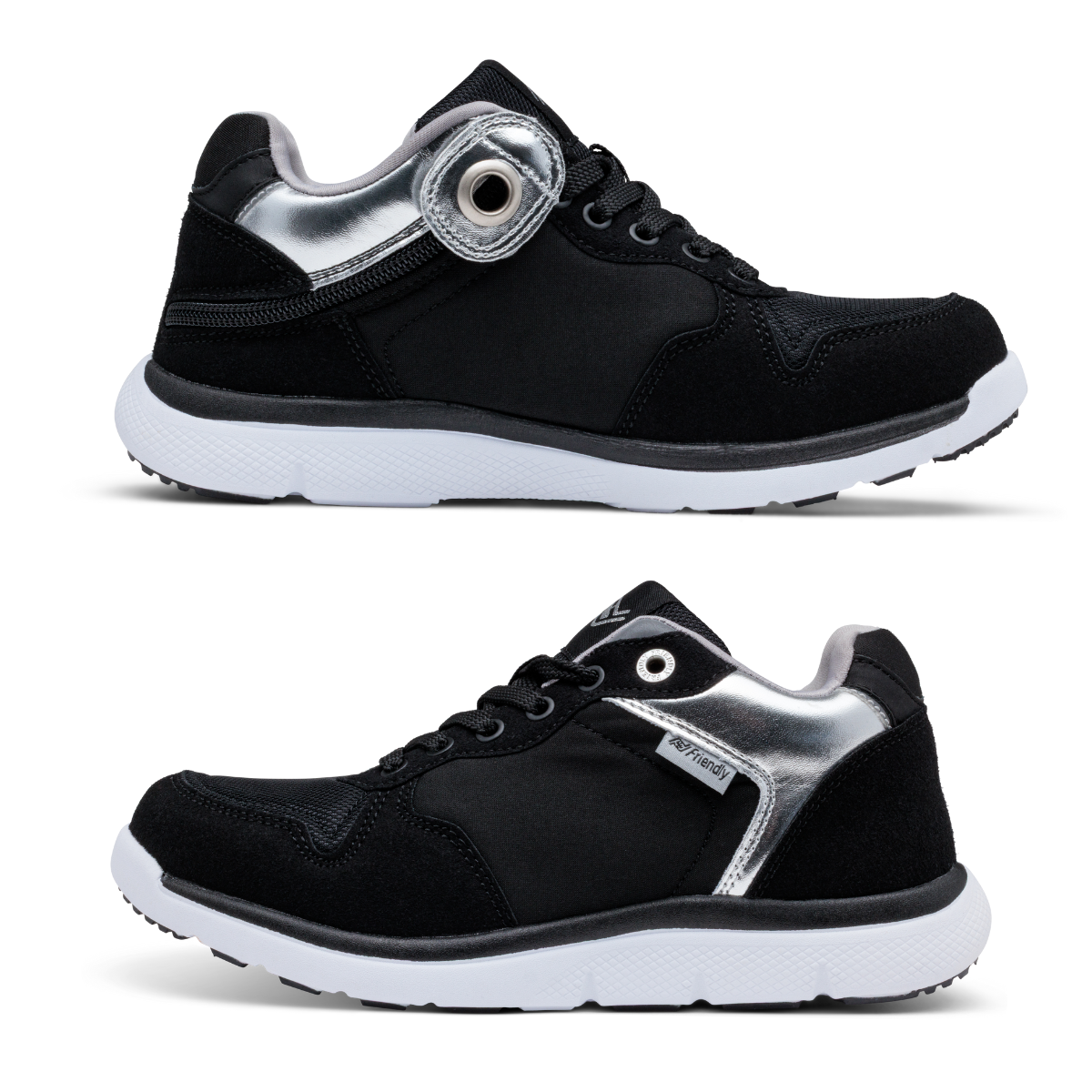 Womens - Black Silver Friendly Shoes Mid Top Excursion Trainer