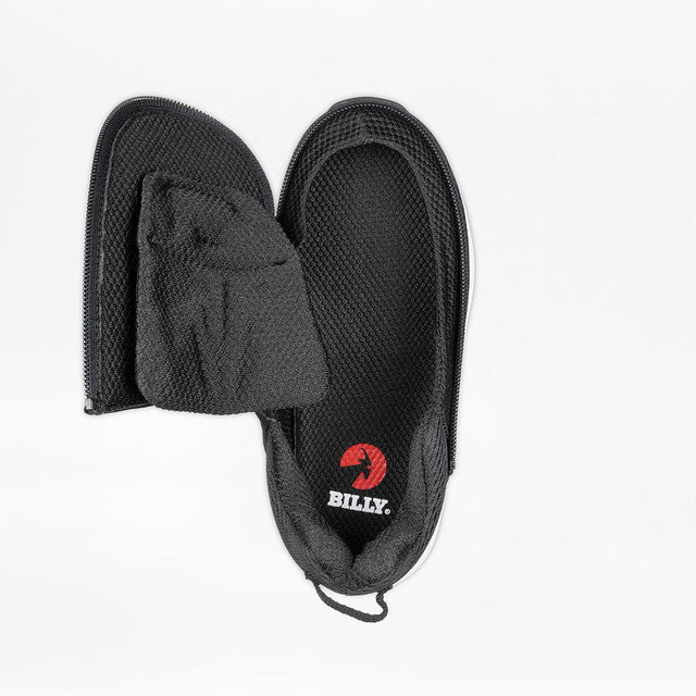 Black BILLY Limitless Low Top Shoes with FlipTop wrap-around zipper, adaptive design, and cushioned footbed, crafted for comfort and independence.