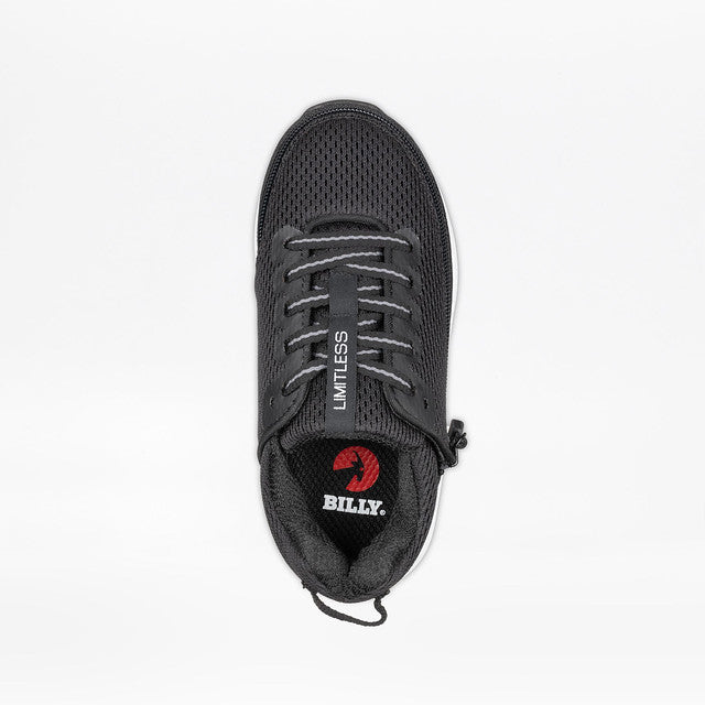 Black BILLY Limitless Low Top Shoe with laces, featuring FlipTop Technology for easy wear, sensory-friendly design, and adaptable comfort.