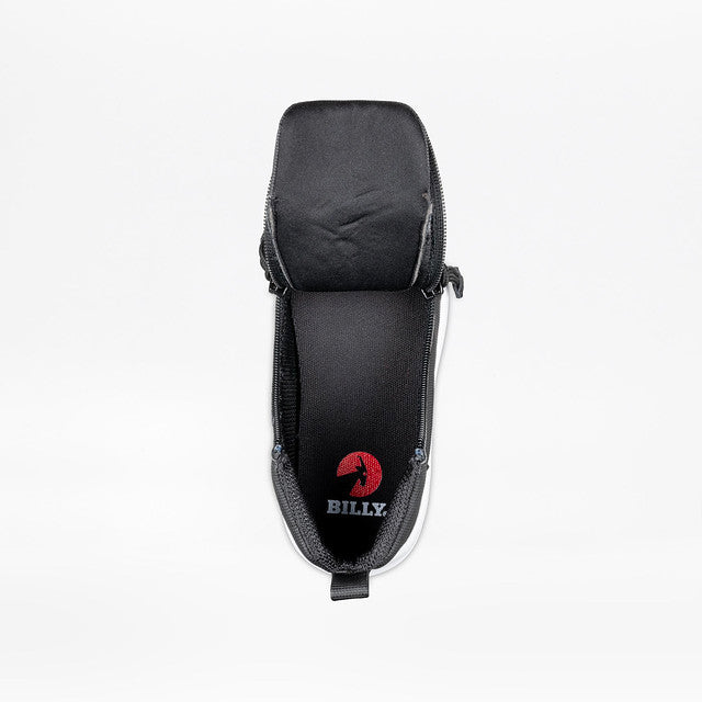 Billy Footwear (Kids) - Rugged Black BILLY Goat DZ High with dual zippers for easy access, featuring a faux leather upper and AFO-friendly design.
