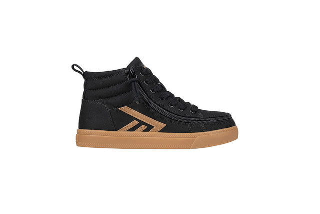 Billy Footwear (Men) - Black/Gum CS Canvas Shoes, featuring functional laces, removable insoles, and a wraparound zipper for easy accessibility and style.