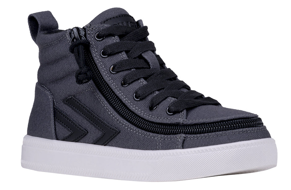 Charcoal/Black BILLY CS Sneaker High Tops with functional laces, removable insoles, and wraparound zipper for easy access.