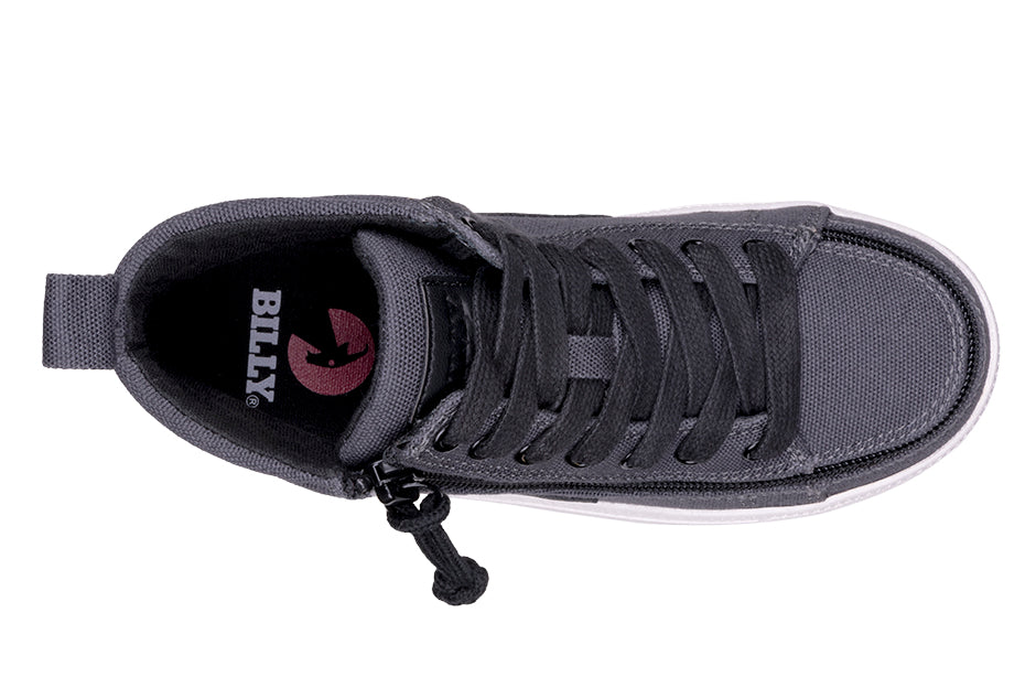 Charcoal/Black BILLY CS Sneaker High Tops with laces and wraparound zipper, ideal for ease of use and custom fit.