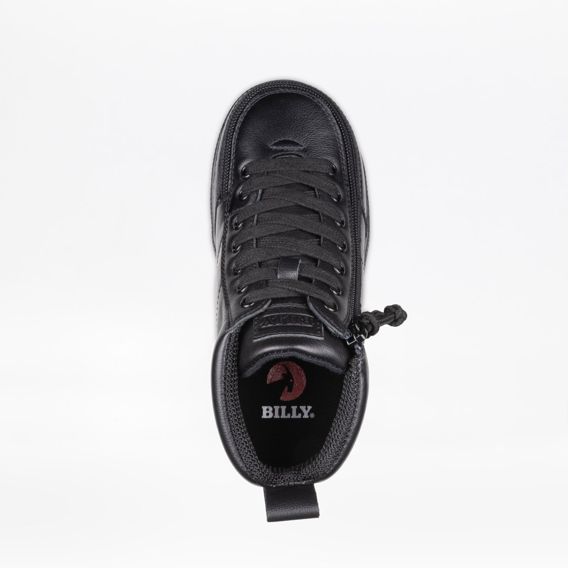 Kids - Black to the Floor Leather BILLY Classic D|R II High Top shoe with visible logo and full-wrap zipper for easy entry.