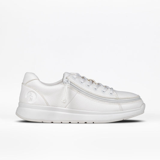 Women's White BILLY Work Comfort Low shoe with a wraparound zipper, designed for easy access and slip-resistance, ideal for work environments.
