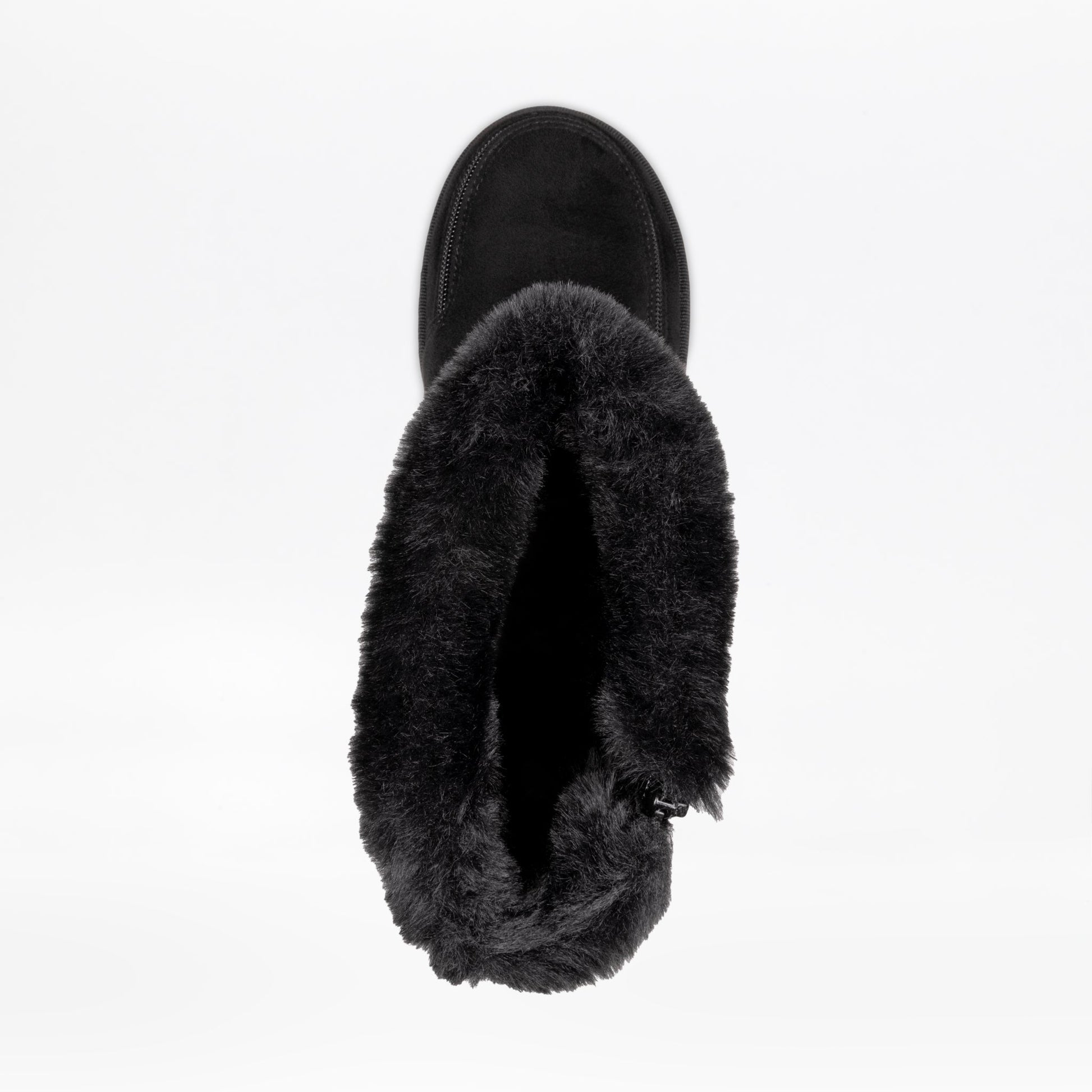 Women's Black BILLY Cozy II zipper boot with flannel lining and fur, designed for easy on-off comfort, ideal for chilly weather.