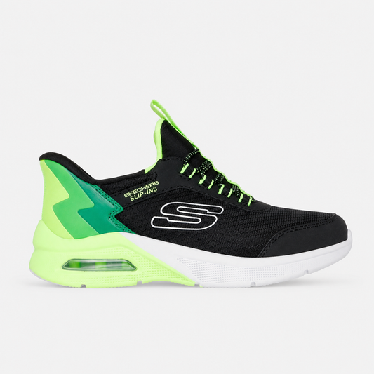 Black trainer with shades of green detail - easy slip on