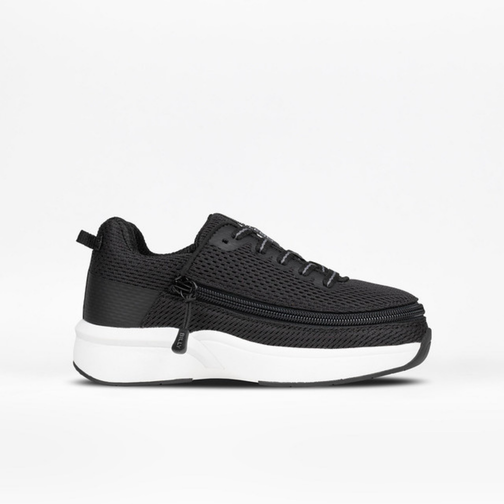 Billy Footwear Black Limitless Low Top Shoes with FlipTop Technology and wrap-around zipper for easy on-off, designed for comfort and independence.