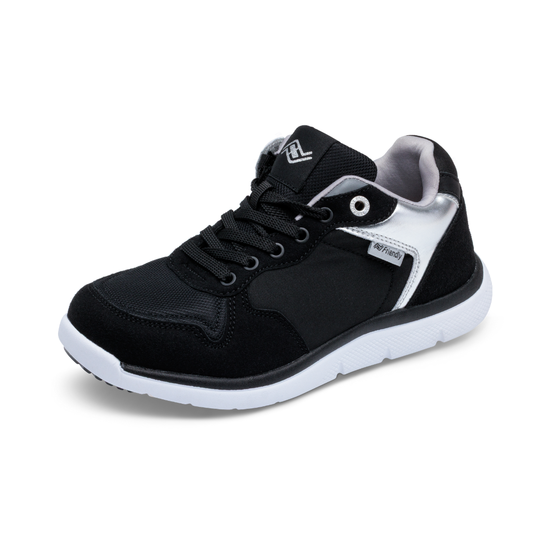 Womens - Black Silver Friendly Shoes Mid Top  Excursion Trainer
