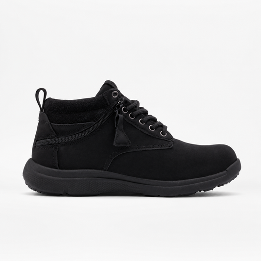 Gray and black boot with Caterpillar logo on a white background
