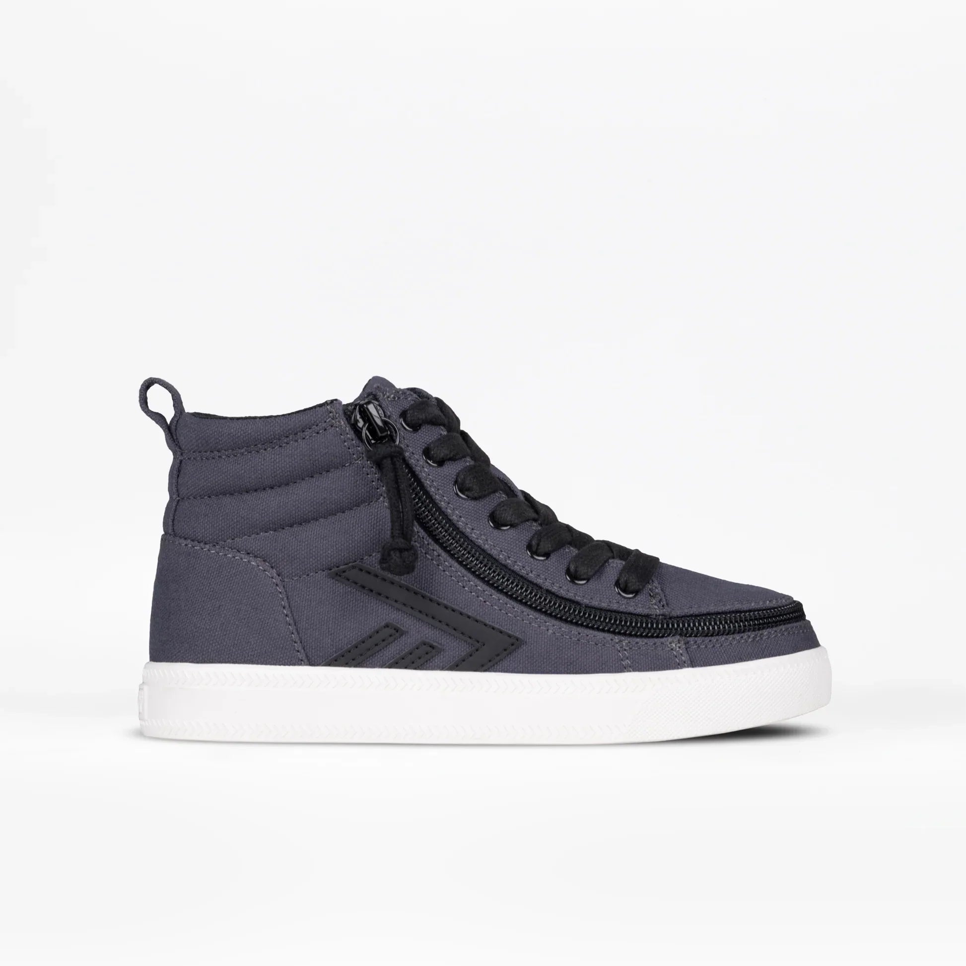 Charcoal/Black BILLY CS Sneaker High Tops with functional laces, wraparound zipper, and removable insoles, designed for comfort and style in a skate-inspired look.