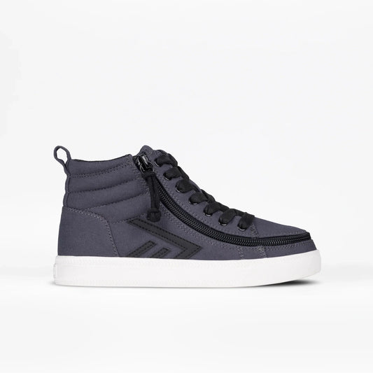 Charcoal/Black BILLY CS Sneaker High Tops with functional laces, wraparound zipper, and removable insoles, designed for comfort and style in a skate-inspired look.